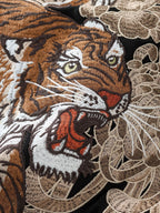 Sweat-shirt à capuche zippé tigre, double dragon et fleurs brodés (unisexe)