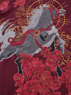 Hoodie ample cheval et fleurs brodés (unisexe)