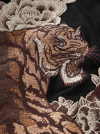 Sweat-shirt à capuche zippé tigre, dragons et fleurs brodés (unisexe)