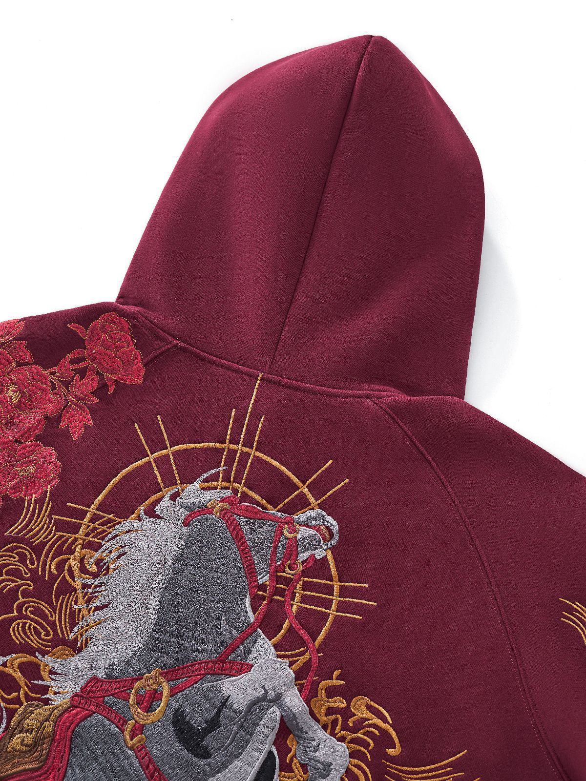 Hoodie ample cheval et fleurs brodés (unisexe)