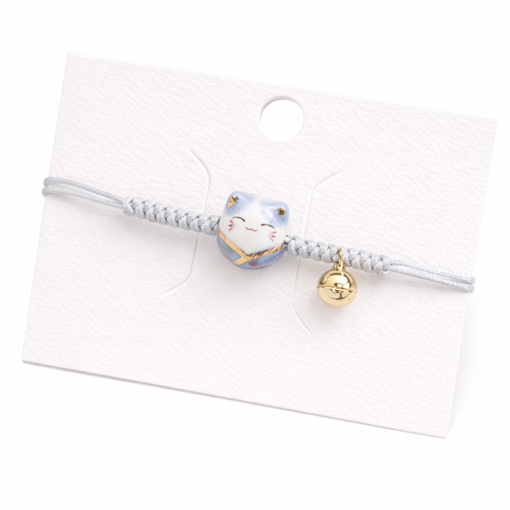 Bracelet porte bonheur Maneki Neko gris