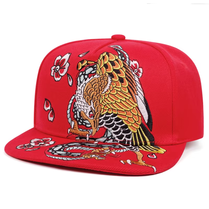 Casquettes brodées avec grue, carpe koi ou aigle (unisexe)