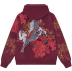 Hoodie cheval et fleurs brodés (unisexe)
