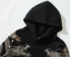 Hoodie ample dragon, double dragon et fleurs brodés (unisexe)