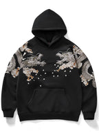 Hoodie dragon, double dragon et fleurs brodés (unisexe)