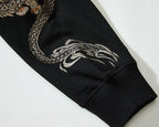 Hoodie dragon, double dragon et fleurs brodés (unisexe)