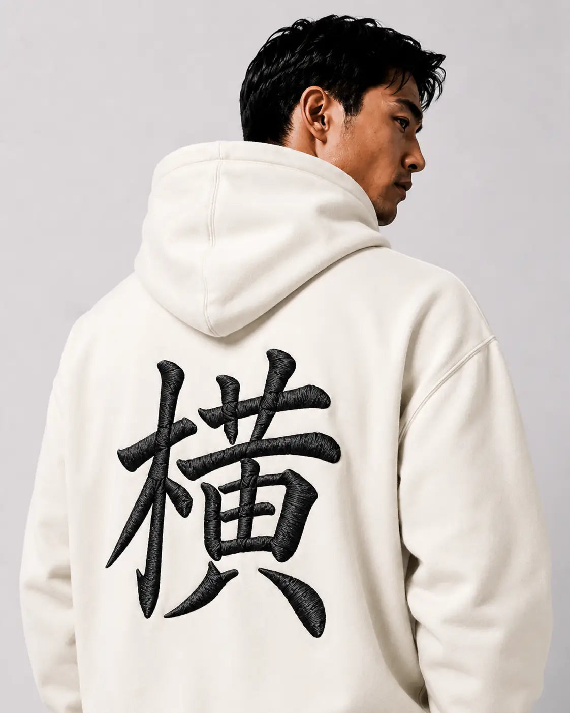 Hoodie Kanji Brodé noir – Yokofuri Atelier