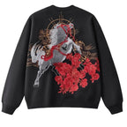 Sweat cheval et fleurs brodés (unisexe)