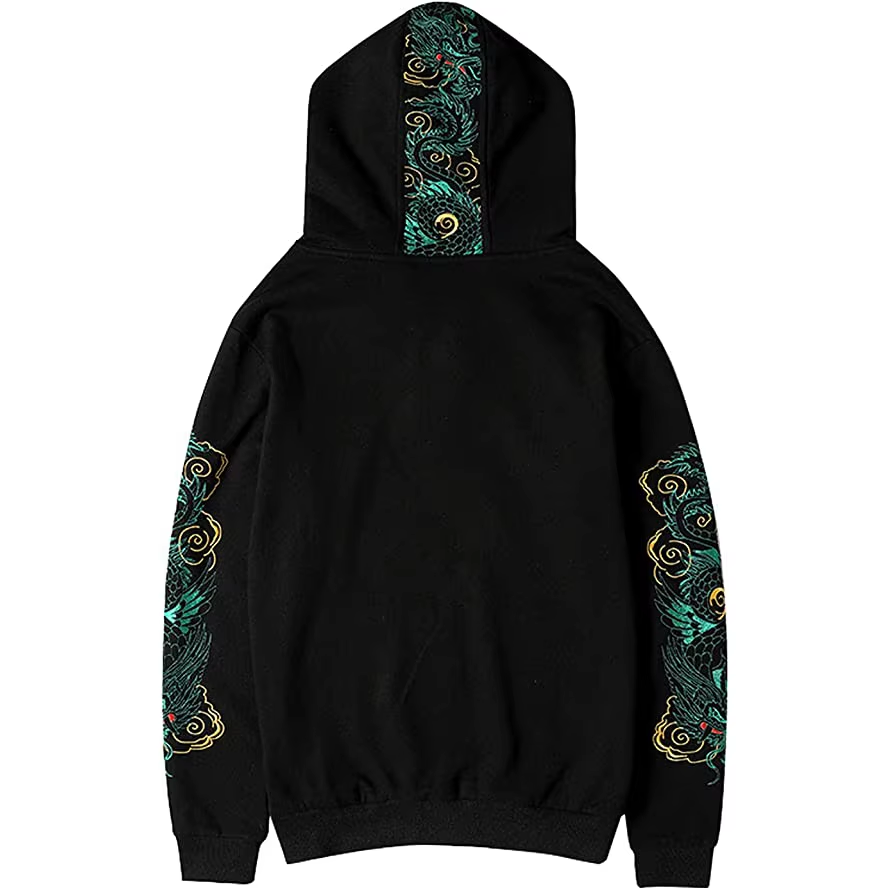 Hoodie dragons brodés manches et capuche (unisexe)