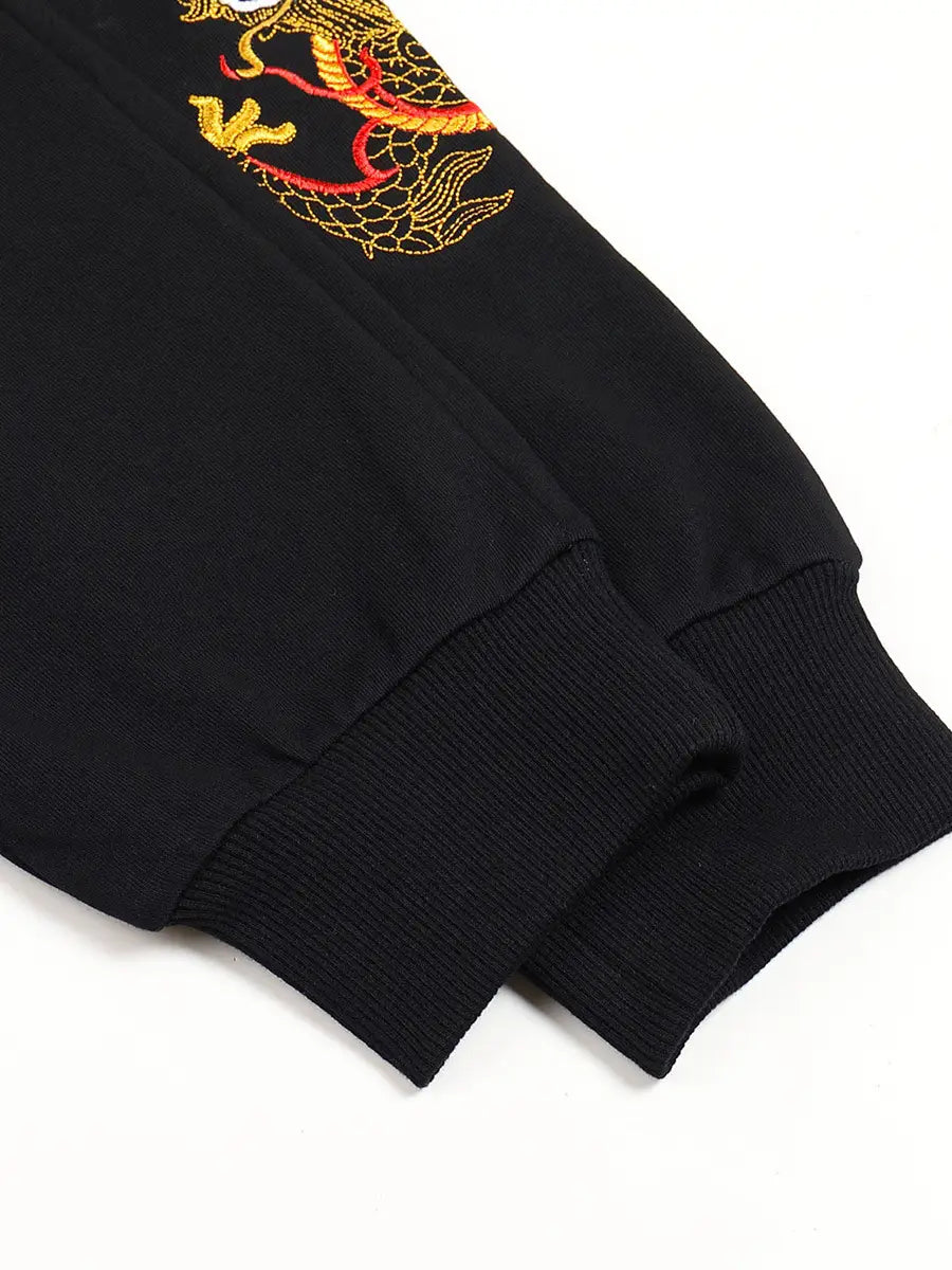 Gold dragon embroidered jogging pants 