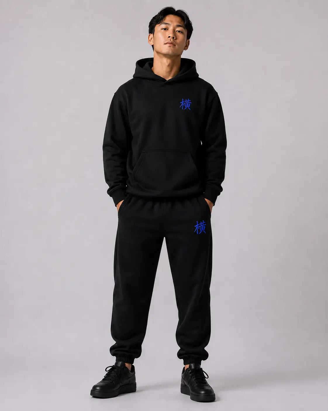 Jogging Kanji Brodé Bleu Aizome – Yokofuri Atelier