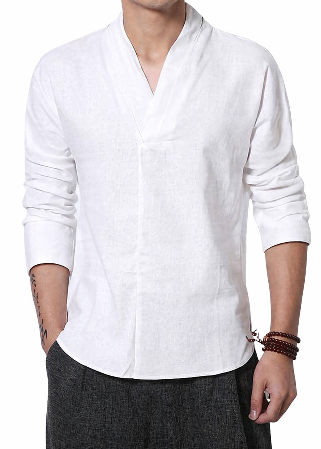 Chemise japonaise à manches longues en lin
