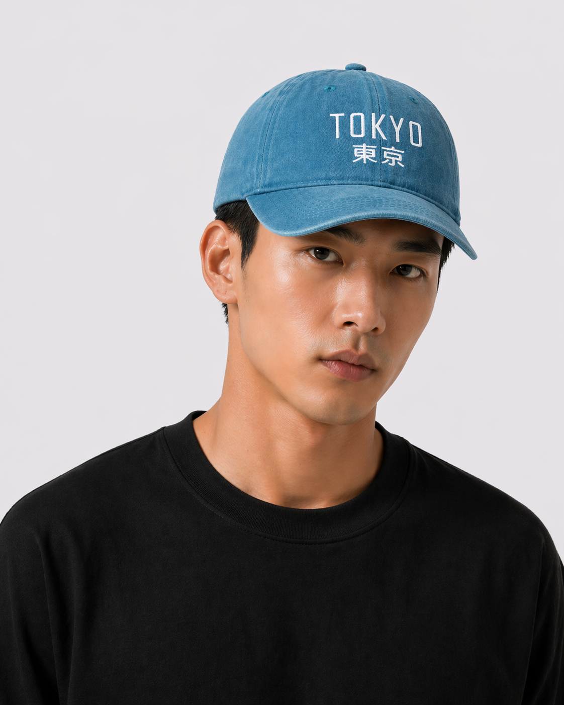 Casquette vintage Tokyo brodé bleu lagon (unisexe)