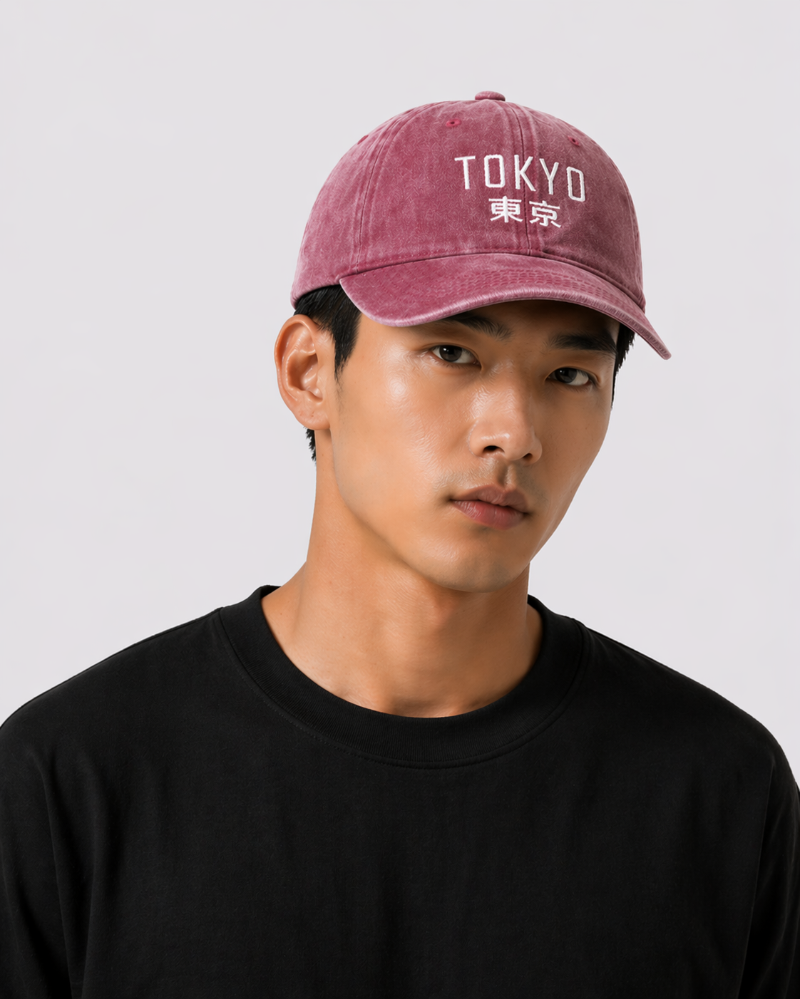 Casquette vintage Tokyo brodé bordeaux (unisexe)