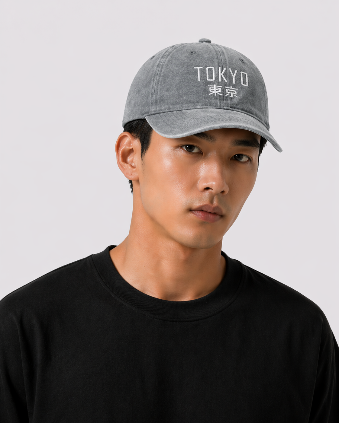 Casquette vintage Tokyo brodé grise (unisexe)