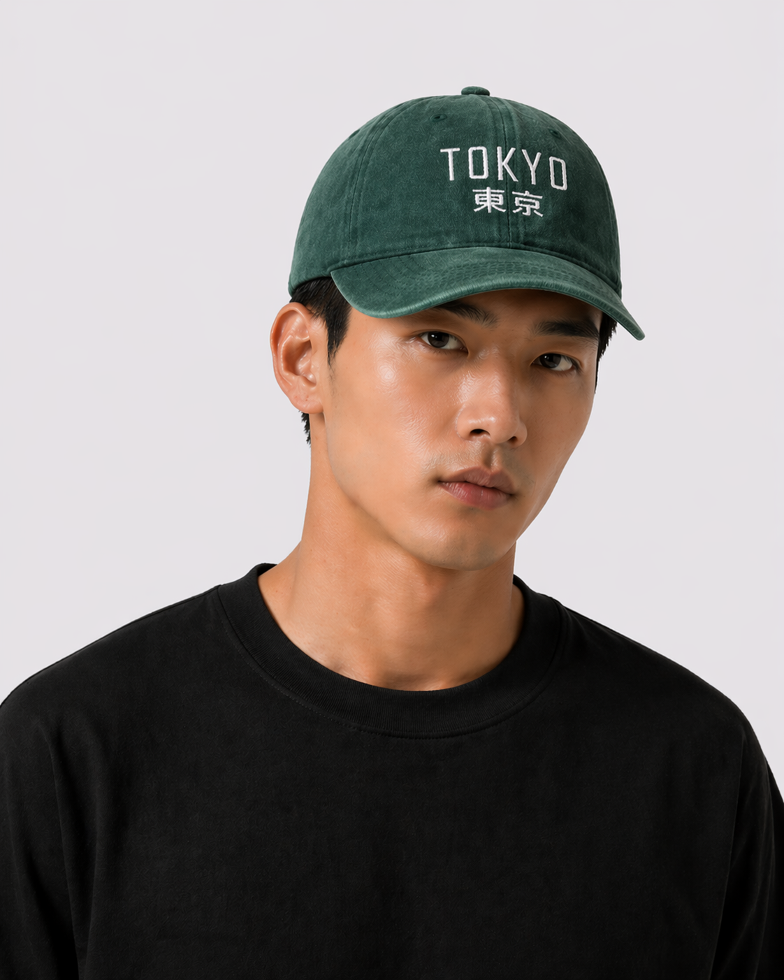 Casquette vintage Tokyo brodé verte (unisexe)