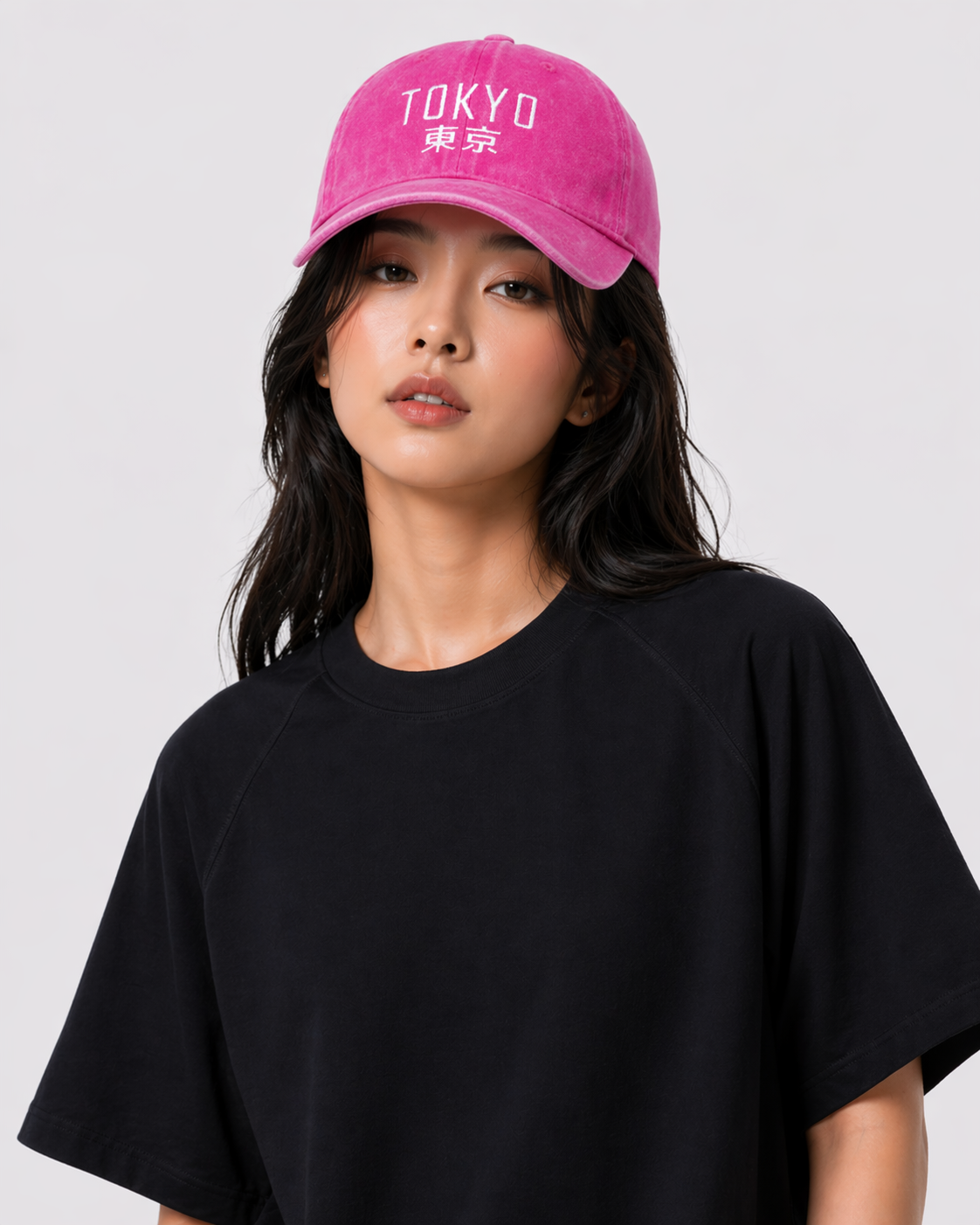 Casquette vintage Tokyo brodé rose (unisexe)