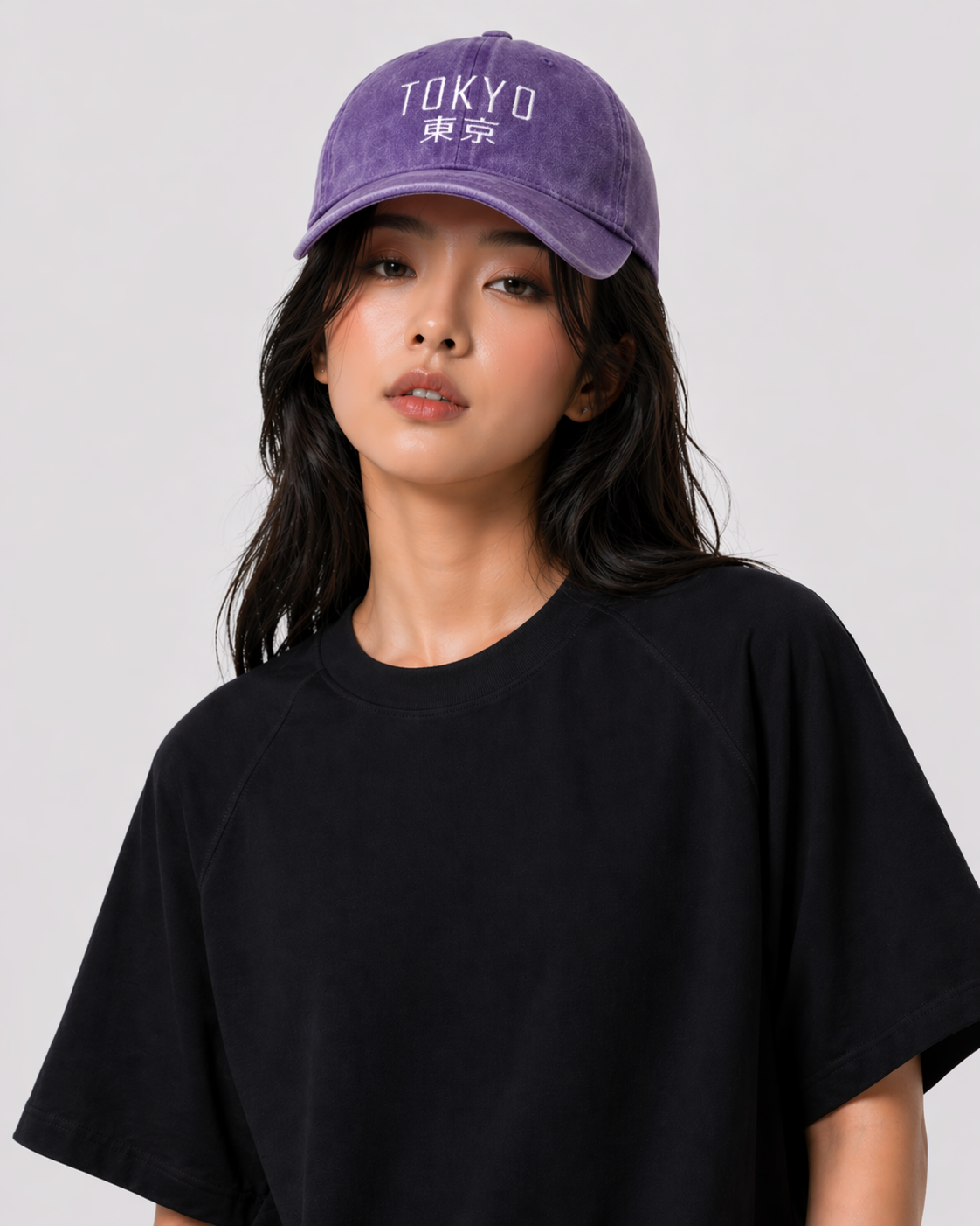 Casquette vintage Tokyo brodé violette (unisexe)