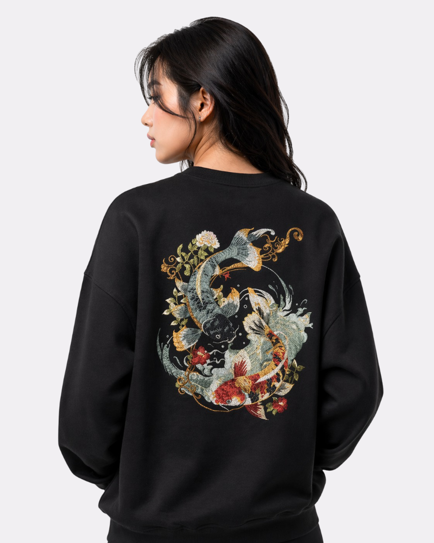 Sweat carpes koi brodées (unisexe)
