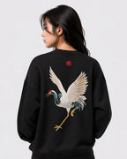 Embroidered crane sweatshirt (unisex) 
