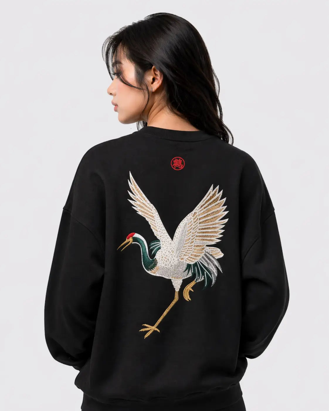 Embroidered crane sweatshirt (unisex) 