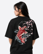 Tee-shirt carpe koi brodée (unisexe)