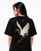 Embroidered crane t-shirt (unisex)