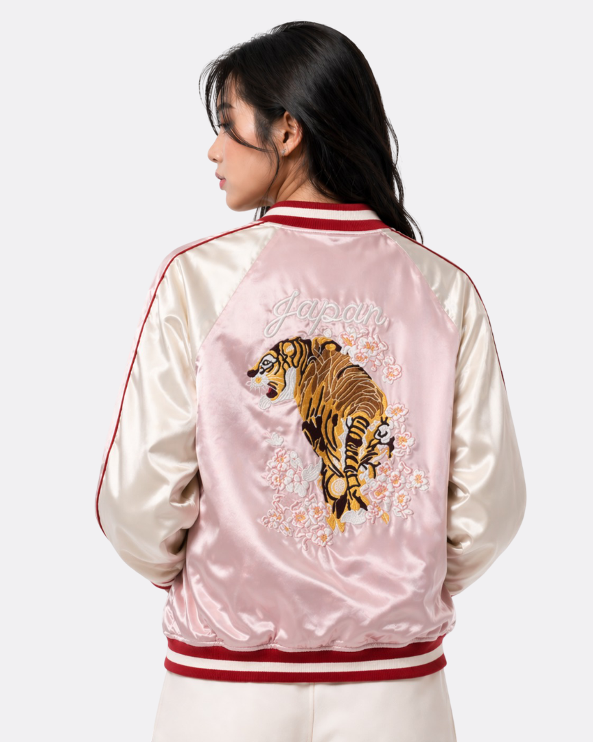 Veste Tigre et Mont Fuji brodés (Réversible)