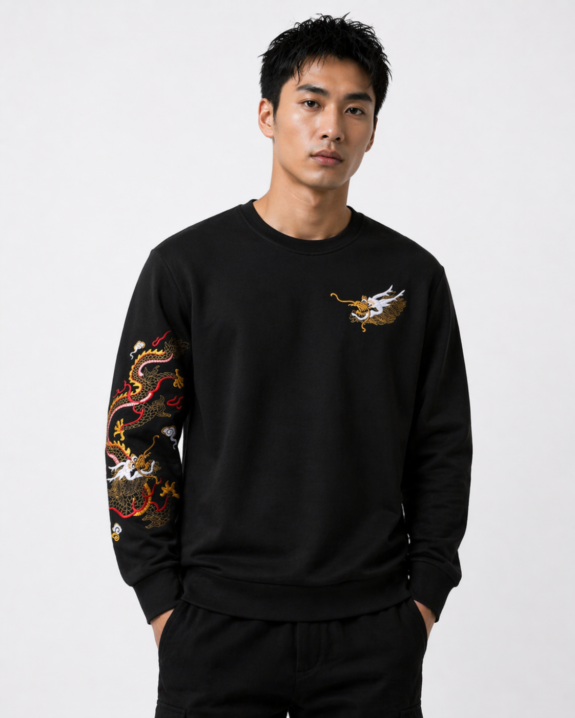 Sweat dragon doré brodé (unisexe)