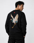 Embroidered crane sweatshirt (unisex) 