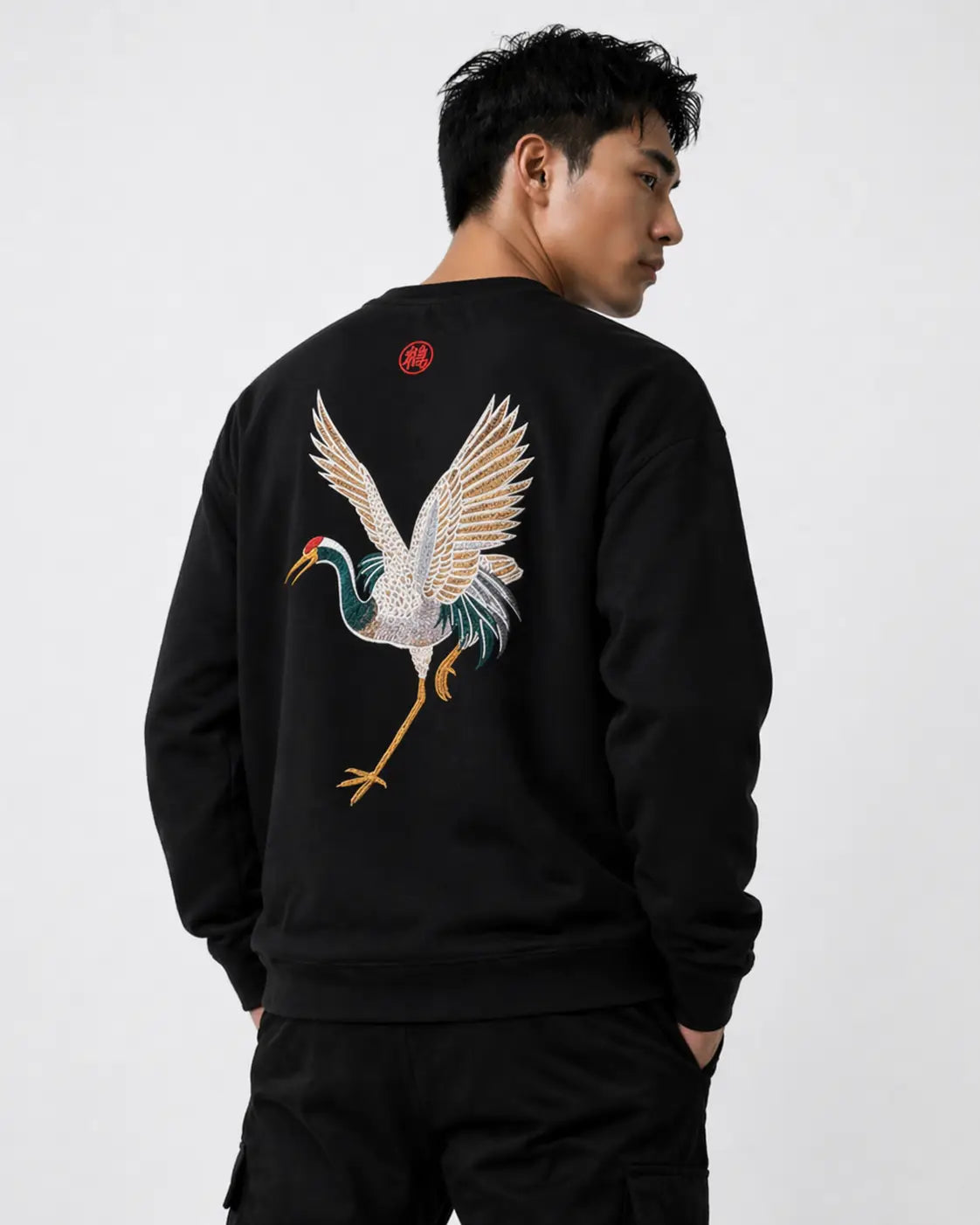 Embroidered crane sweatshirt (unisex) 
