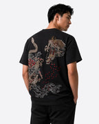 T-shirt doppio drago ricamato (unisex)