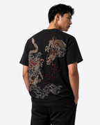 T-shirt doppio drago ricamato (unisex)