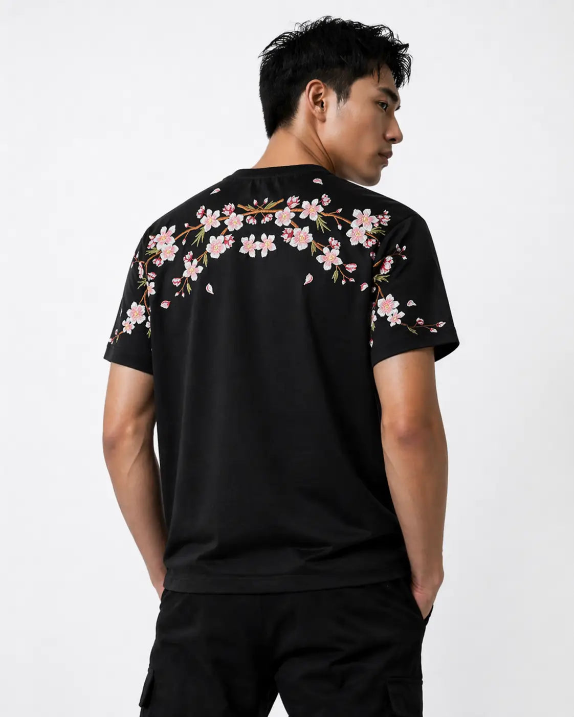 Embroidered cherry blossom t-shirt (unisex)