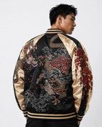 Veste double dragon et fleurs brodés (unisexe)