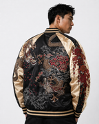 Veste double dragon et fleurs brodés (unisexe)