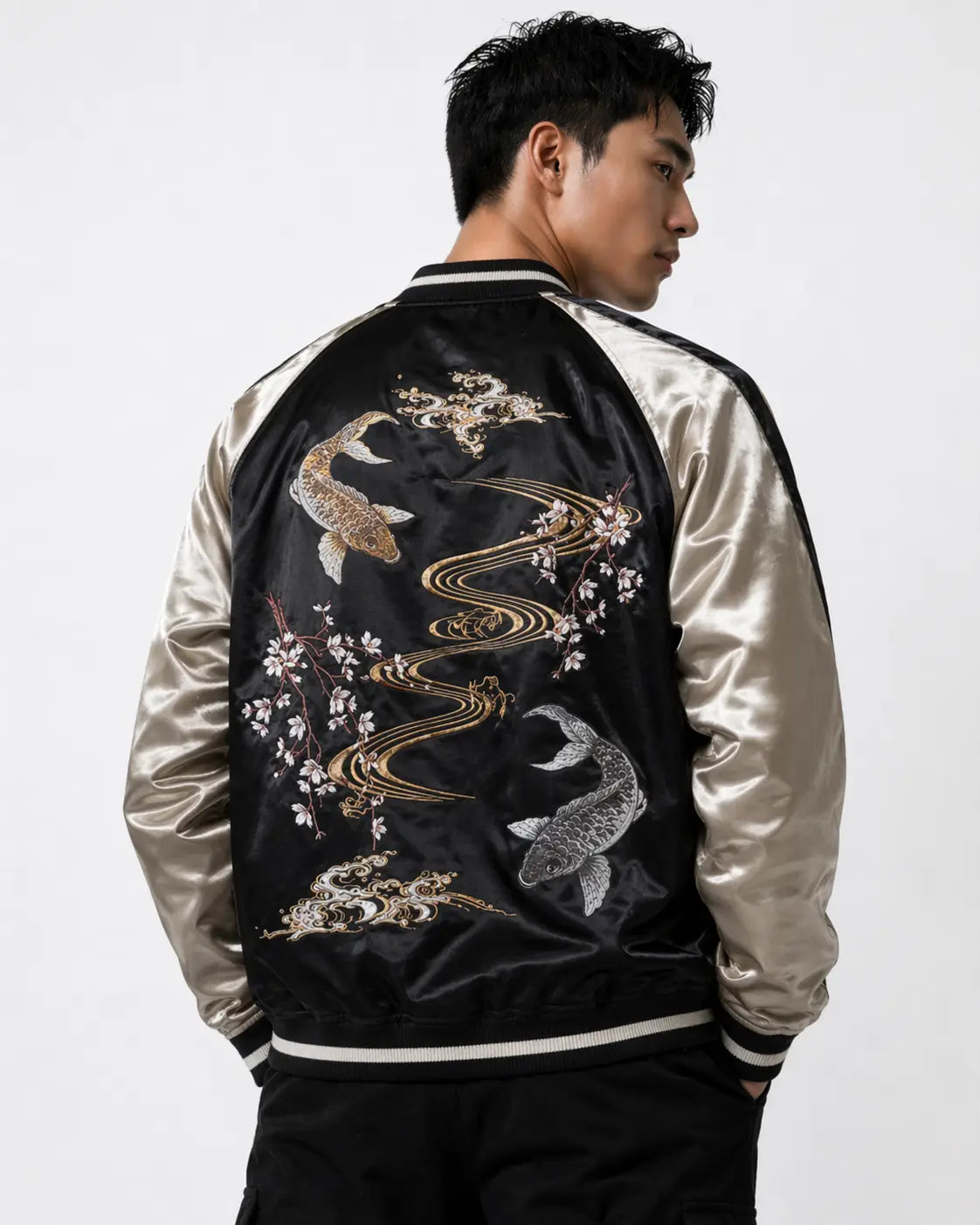 Veste Sukajan souvenir carpe koi brodées (Edition Limitée) (unisexe)