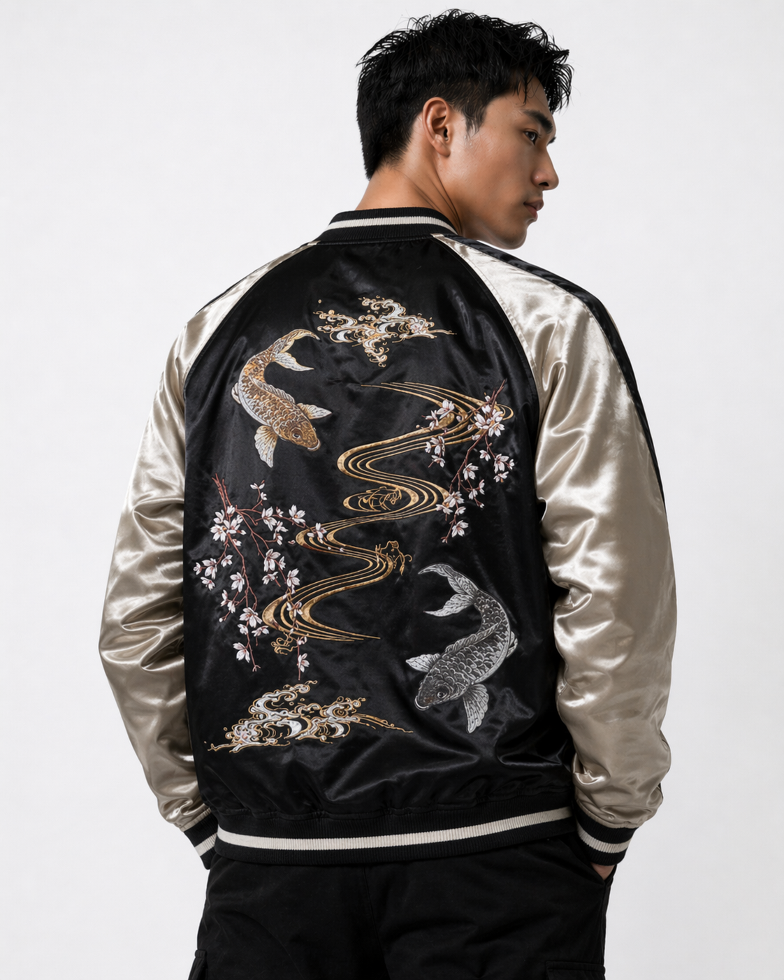 Veste Sukajan souvenir carpe koi brodées (Edition Limitée) (unisexe)