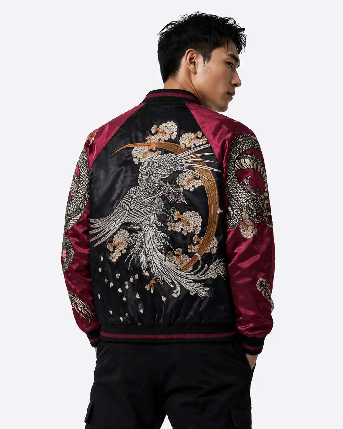 Veste phénix et double dragon brodés (unisexe)