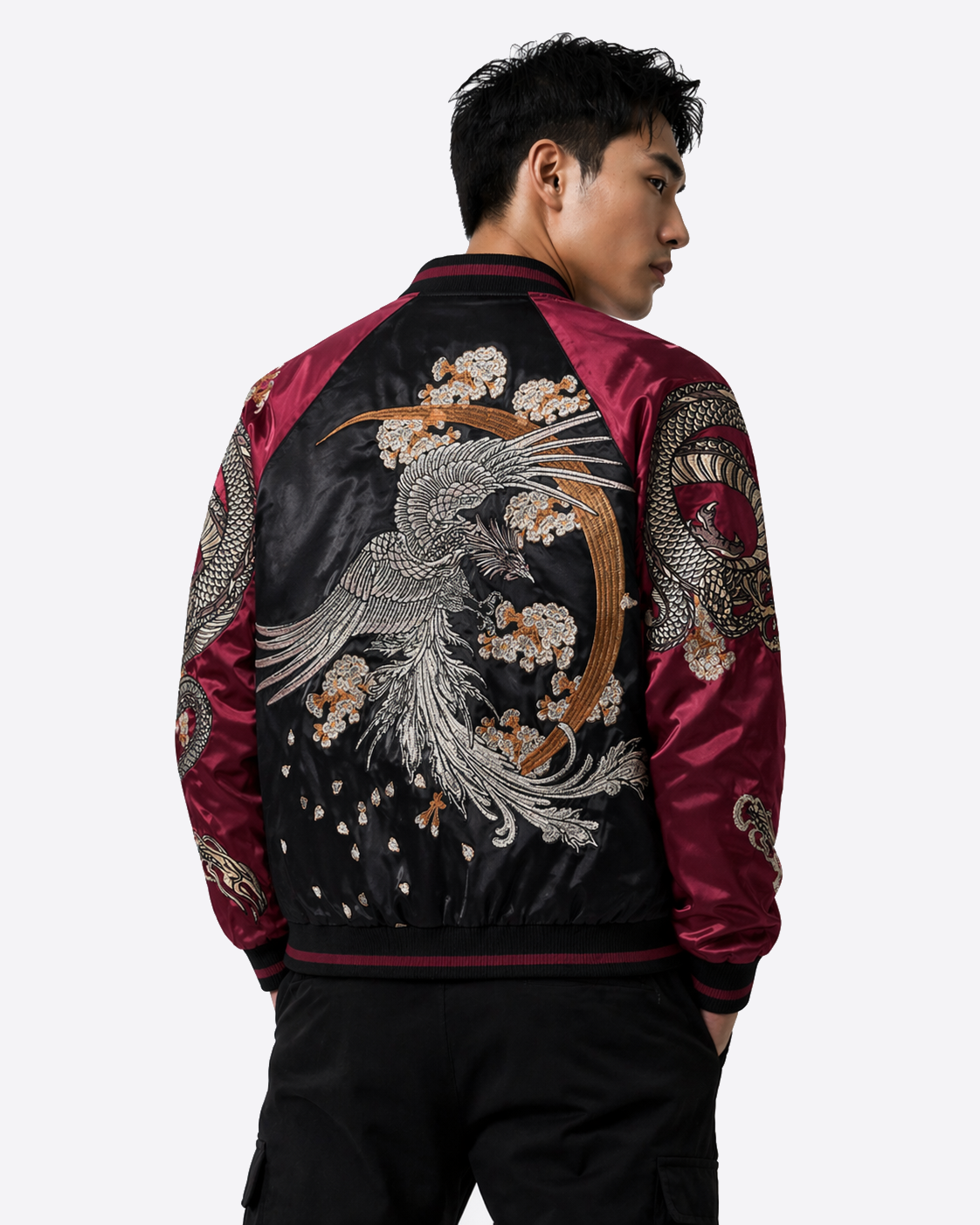 Veste phénix et double dragon brodés (unisexe)