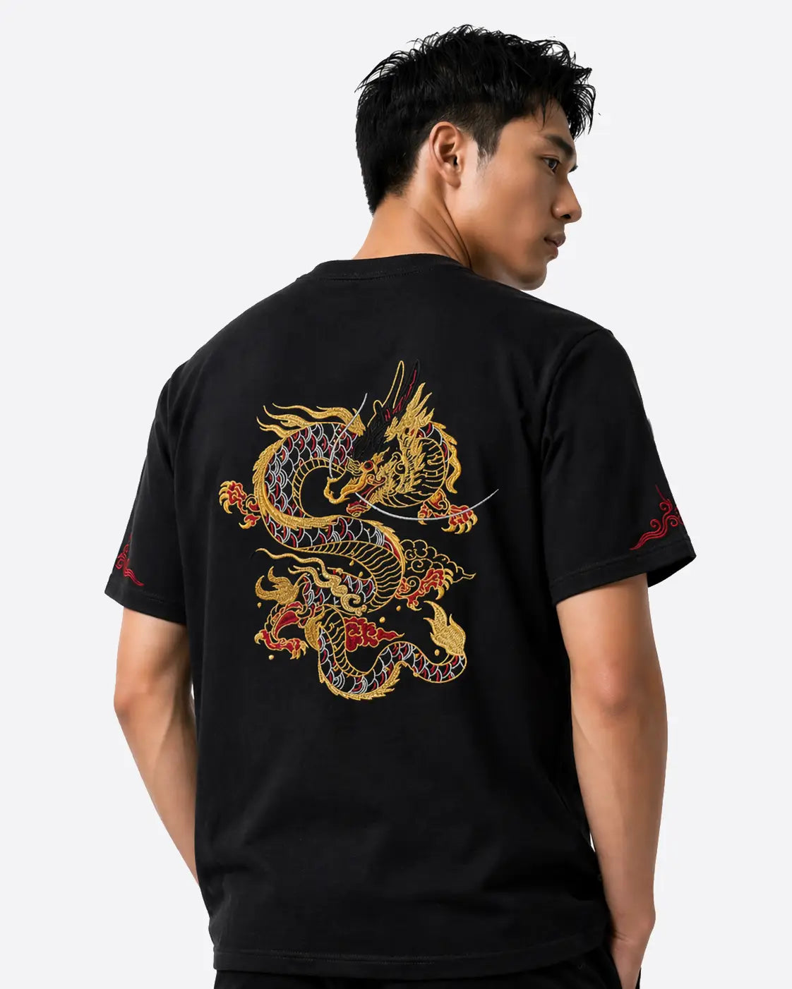 Tee-shirt dragon coloré brodé