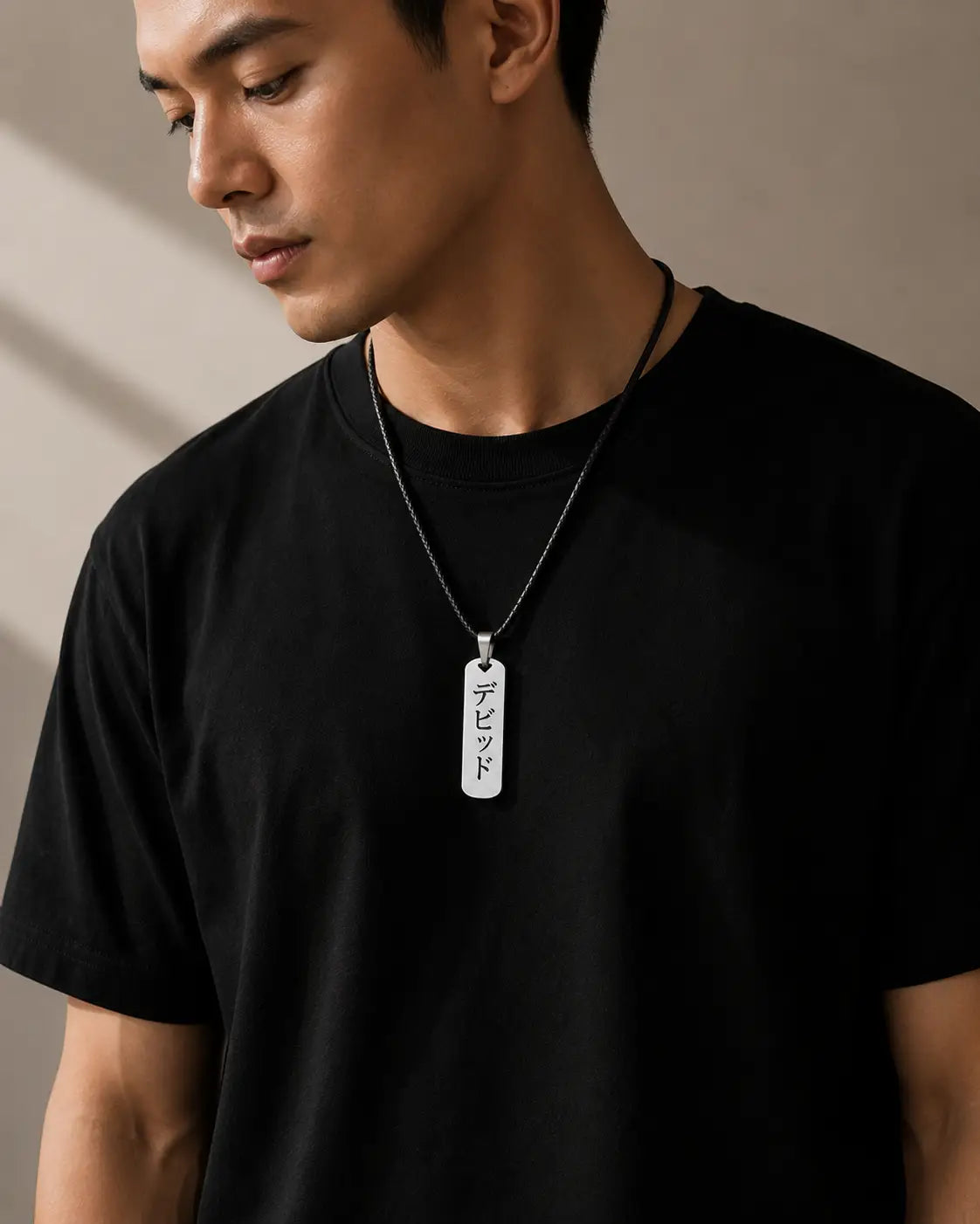 Collier Pendentif Personnalisé Gravure Japonaise – Acier Inoxydable