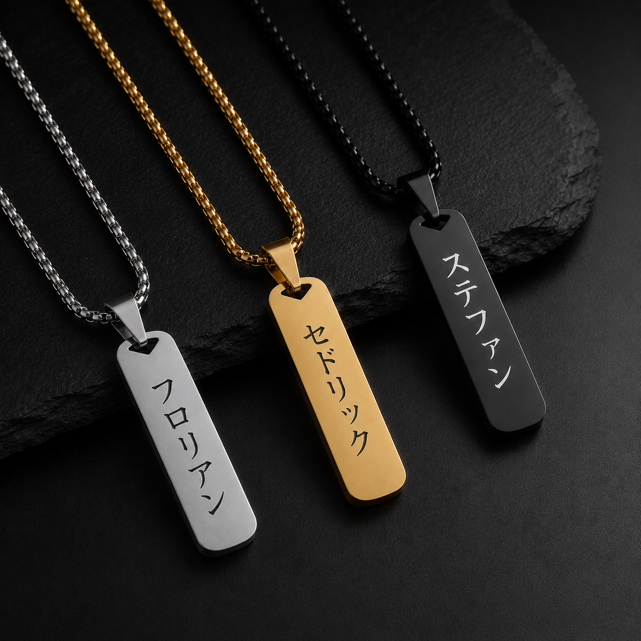 Collier Pendentif personnalisé gravure en japonais