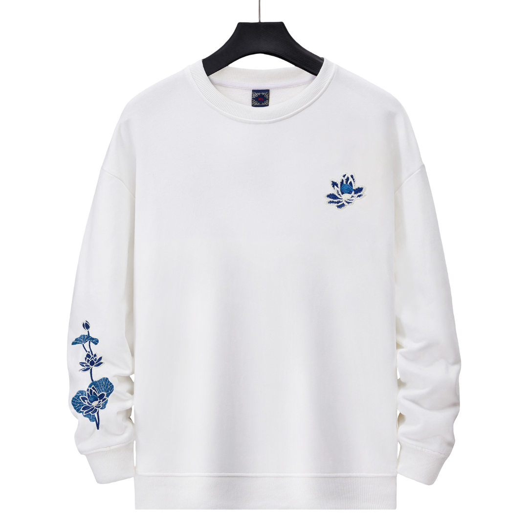 Sweat ample phénix et fleurs de lotus brodés (unisexe)