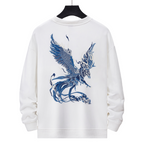 Sweat ample phénix et fleurs de lotus brodés (unisexe)