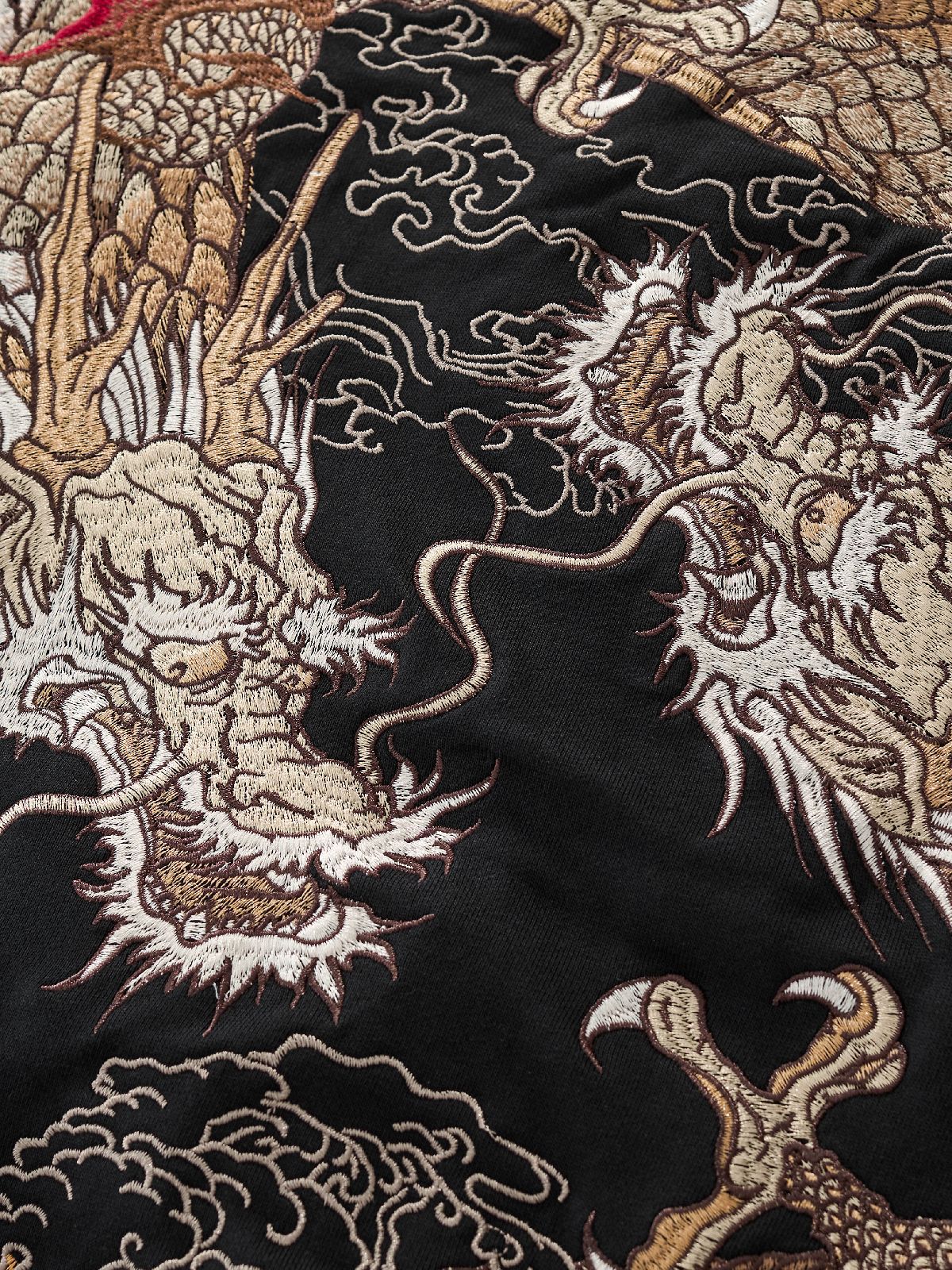 Sweat-shirt à capuche zippé avec deux dragons brodés (unisexe)