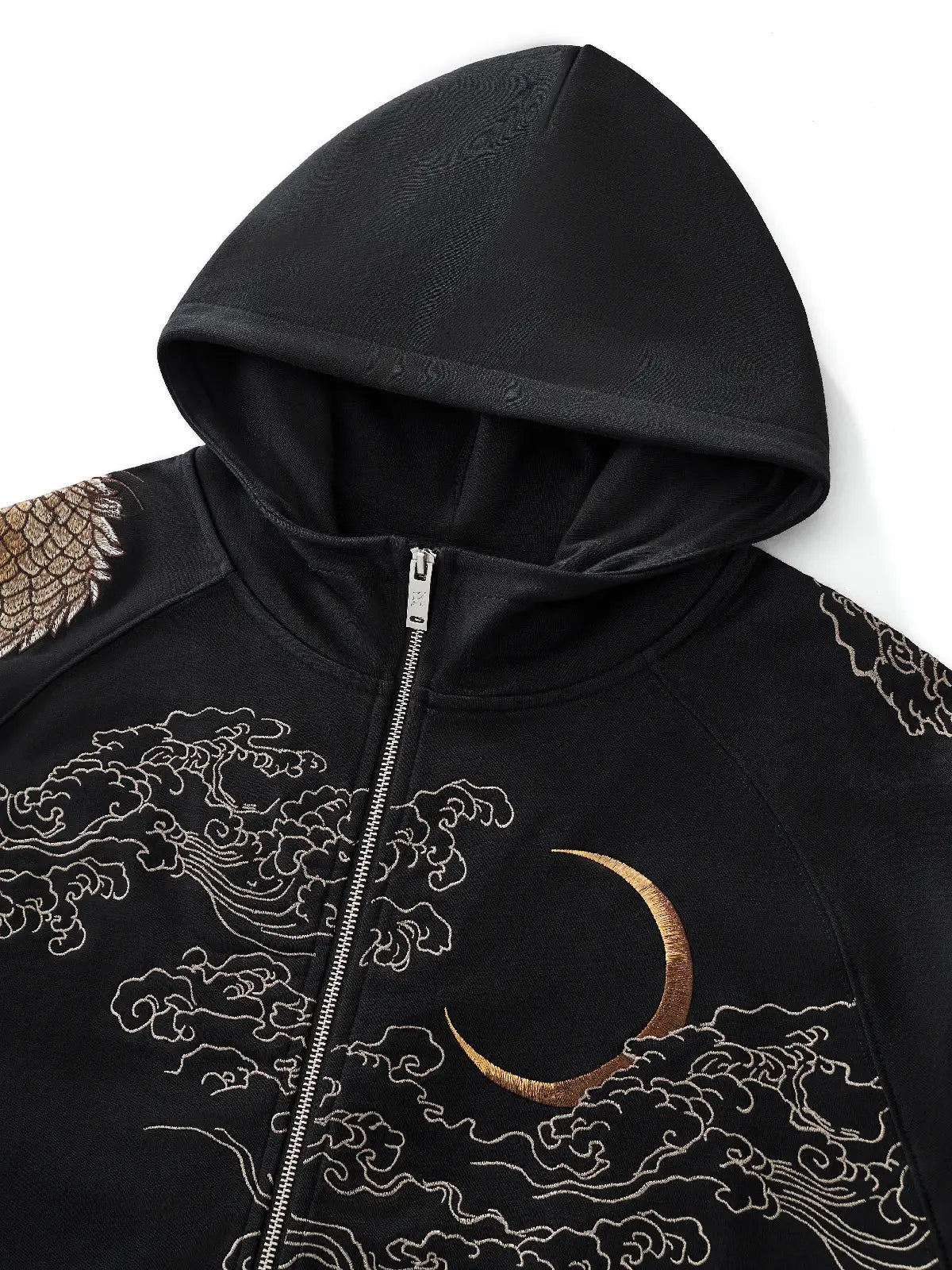 Sweat-shirt à capuche zippé avec deux dragons brodés (unisexe)