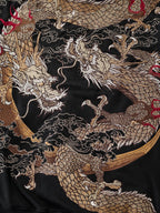 Sweat-shirt à capuche zippé avec deux dragons brodés (unisexe)