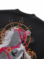 Sweat cheval et fleurs brodés (unisexe)