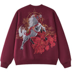 Sweat cheval et fleurs brodés (unisexe)